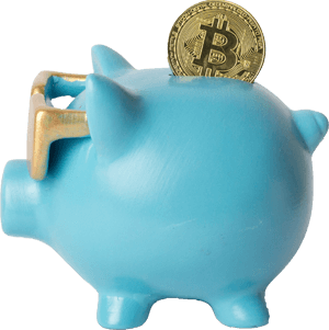 Piggy bank with bitcoin